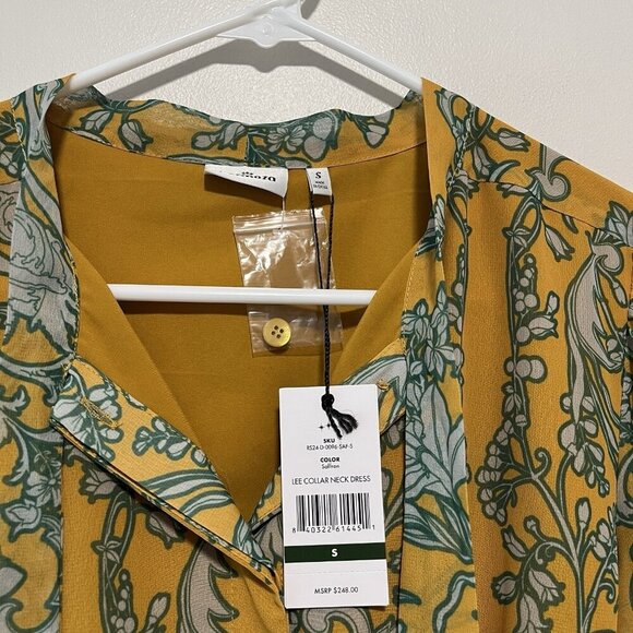 Hermoza‎ NWT Lee Collar Neck Dress in Saffron Yellow Size Small - Picture 4 of 8